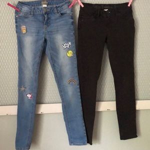 2 Pair Justice 12 slim jeans | emoji patches and black stretch 12s